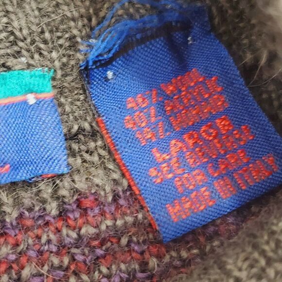 VINTAGE WoodWard Italy Wool Mohair Sweater Size Large Mixed color/print Grandpa - Picture 5 of 9